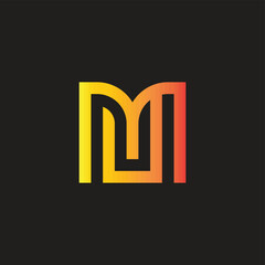 letters M and U unique connecting simple vector logo symbol