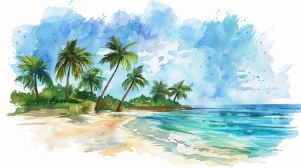 Fototapeta premium landscape of an island full of palm trees