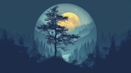 Cartoon style horizon landscape