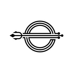 Letter E trident logo design icon vector illustration. Letter E with trident monogram icon concept.