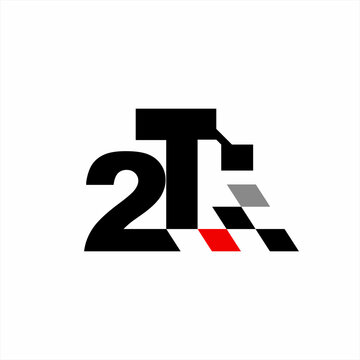 Simple elegant 2T logo design in three-dimensional pixel style.