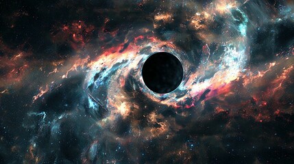 Abstract Cosmic Scene: Black Hole and Nebula with Star Fields