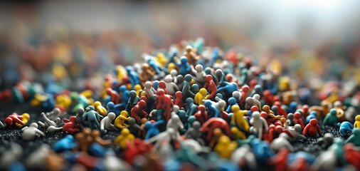 Obraz premium A large crowd of miniature individuals standing closely together in unity and solidarity