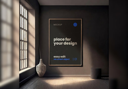 Elegant Poster Frame Mockup with Subtle Light 02 Generative Ai