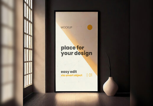 Elegant Poster Frame Mockup with Subtle Light Generative Ai