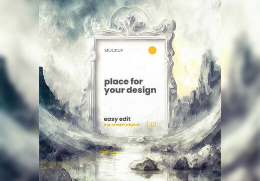 Fantasy Scene Poster Mockup Generative Ai