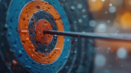Precision shot  arrow hitting bullseye in perfect aim, symbolizing summer olympic games sport