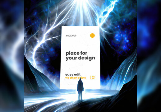 Fantasy Science Fiction Tale Illustrated Scene Frame Artistic Mockup 02 Generative Ai
