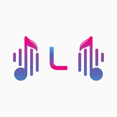 letter L Logo with Pulse music player element. Logo template electronic music, equalizer, dj, nightclub, disco. Audio wave logo concept, Multimedia