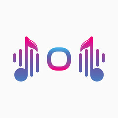 letter O Logo with Pulse music player element. Logo template electronic music, equalizer, dj, nightclub, disco. Audio wave logo concept, Multimedia