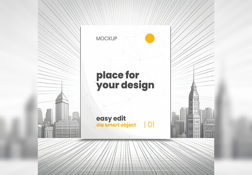 Frame Poster Mockup Linear Digital Illustration Comic Style Generative Ai