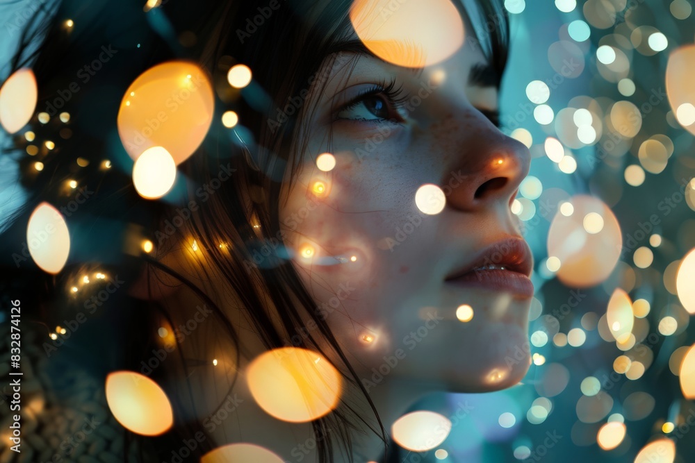 Aufkleber bokeh lights create an abstract, dreamlike background with a blurred foreground