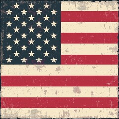 Vintage American Flag on Textured Background
