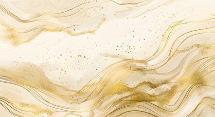 A stunning watercolor abstract background with flowing beige flecks and gold lines forming an intricate pattern.