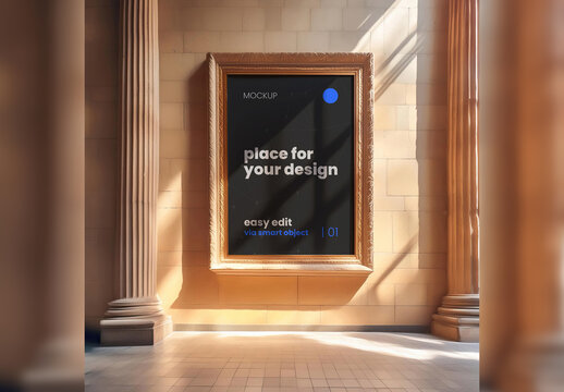Gallery Poster Billboard Frame Mockup 03 Generative Ai