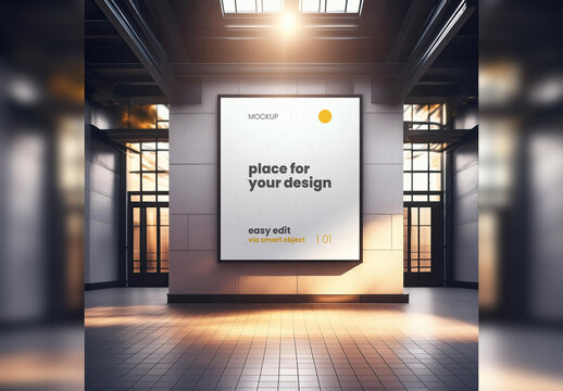Gallery Poster Billboard Frame Mockup Generative Ai