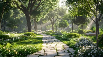Obraz premium Park Path Tranquility