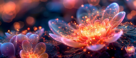 Obraz premium Art Nouveau, Regardless of size, the holographic display magnifies the significance of yeast, a tiny yet mighty force in the art of fermentation., cosmic phenomena