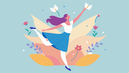 Obraz premium Fluttering hands and light airy footwork conveying the dancers whimsical and carefree nature.. Vector illustration