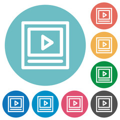 Playing video outline flat round icons
