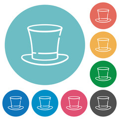 Cylinder hat outline flat round icons