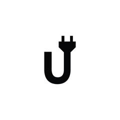 letter U electric cable geometric symbol simple logo vector © Amrah