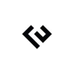 letter r u heart, square geometric symbol simple logo vector © Amrah