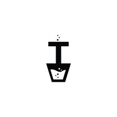 letter T potion, herbal geometric symbol simple logo vector