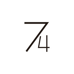 number 74 line geometric symbol simple logo vector