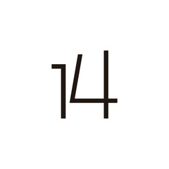 number 14 line geometric symbol simple logo vector