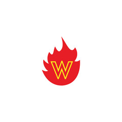 letter w in fire geometric symbol simple logo vector