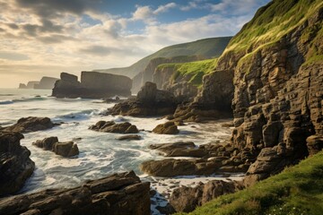 Fototapeta premium Coastal cliffs - Generative AI