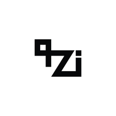 Letter q z i connect geometric symbol simple logo vector