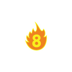 Number 8 fire geometric symbol simple logo vector