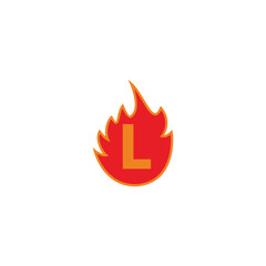 letter L in fire geometric symbol simple logo vector