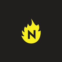 letter N fire geometric symbol simple logo vector