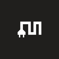 Fototapeta premium letter m electric cable geometric symbol simple logo vector