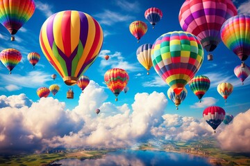 Obraz premium Hot air balloons - Generative AI