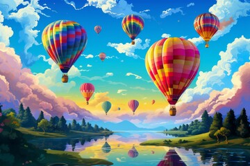 Obraz premium Hot air balloons - Generative AI