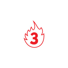 Number 3 fire geometric symbol simple logo vector