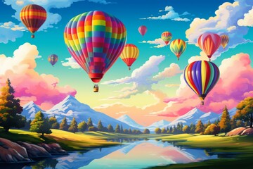 Obraz premium Hot air balloons - Generative AI
