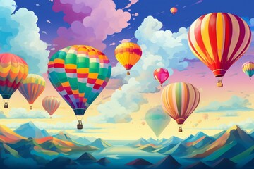 Fototapeta premium Hot air balloons - Generative AI