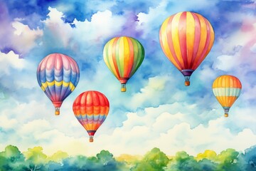 Fototapeta premium Hot air balloons - Generative AI