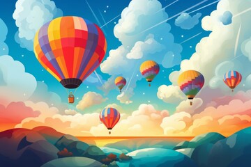Naklejka premium Hot air balloons - Generative AI