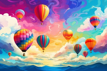 Fototapeta premium Hot air balloons - Generative AI