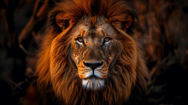 Um Lindo e majestoso, imponente le&atilde;o dourado impotente, uma refer&ecirc;ncia de Aslam o Le&atilde;o da Tribo de Jud&aacute; 