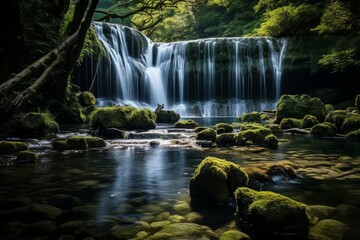 Obraz premium Waterfalls - Generative AI