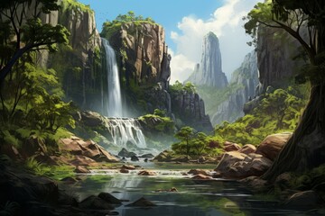 Fototapeta premium Waterfalls - Generative AI