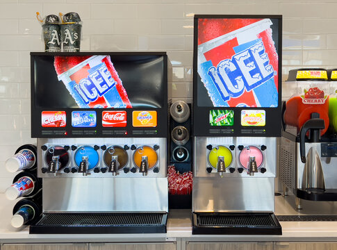 Icee frozen carbonated beverage dispenser machine at a local Gas Station convenience store