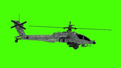 Military helicopter flying animation. Side view. Green screen. 3d illustration © Laricha
